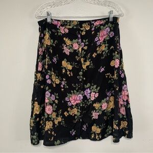 Vintage 90s y2K Floral Button Down Knee Length Skirt Size L